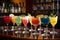 diverse selection of colorfully crafted cocktails, each with its own special twist