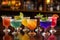 diverse selection of colorfully crafted cocktails, each with its own special twist