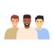 Diverse smiling men. People character multiethnic group. Male avatar icon.