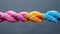 Diverse team strength unity, communication, support, and integration in colorful rope network