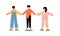 Diverse Teenagers Standing Together Wearing Trendy Clothing Holding Hands Vector Illustration