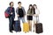 Diverse travelers with a baggage on studio