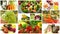 Diverse vegetables and mixed salad montage