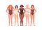 Diverse woman in underwear. Women with different beauty, body type, shapes, figure, hair, skin color. Females in