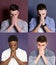 Diverse young men close faces set