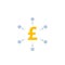 Diversification vector icon with pound