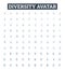 Diversity avatar vector line icons set. Different, Avatar, Variety, Inclusion, Plurality, Diversity, Panoply