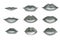 Diversity beauty shape of female lips. Illustration of a graphite pencil isolated on a white background