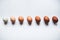 Diversity of chicken eggs on a white background. Colorful chicken eggs.