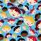 Diversity children faces pattern