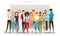 Diversity concept background , group of happy multi ethnic people standing together