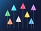 Diversity concept vector illustration. Colorful paper planes flying randomly viewed from top on blue background