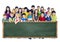 Diversity Friendship Group of Kids Education Blackboard Concept