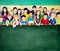 Diversity Friendship Group of Kids Education Blackboard Concept