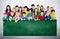 Diversity Friendship Group of Kids Education Blackboard Concept