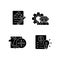 Diversity of school subjects black glyph icons set on white space