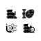 Diversity of subjects in school black glyph icons set on white space