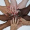 Diversity women`s empowerment hands of color