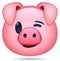 Divertido emoticono de cerdo rosa