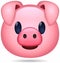 Divertido emoticono de cerdo rosa