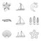Divide icons set, outline style