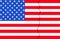 Divided America United States of America flag showing the political divisiveness in this country .