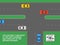 Divided highway sign rule. Top view of traffic flow on highway.