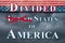 Divided United States of America type message with retro USA stars and stripes burlap ribbon