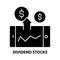 dividend stocks icon, black vector sign with editable strokes, concept illustration