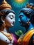 Divine Buddha and Krishna in Indian Artwork by Maya Patel.AI Generated