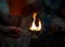 Divine diya holy flame of hindu god worship puja for blessings