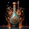 Divine Elixir Bottle with Celestial Symbolism and Musical Instruments