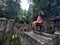 Divine Gateway: Fushimi Inari Taisha Temple Gate and statues in forest, Kyoto, Japan