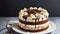 Divine Indulgence A Dreamy Banana Cream Cake to Celebrate National Banana Lovers Day.AI Generated