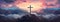 Divine Light: Majestic Cross Amidst Vibrant Skies Inspiring Faith - Generative AI