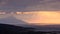 Divine light, stormy sky and sunrise on a landscape around saint mountain Athos