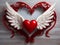 Divine Love: Red Heart with Angel Wings