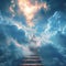 Divine pathway Stairs in sky represent ascent toward celestial realms