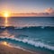 A Divine Surreal Colorful Ocean Sunset With Sun Rays In Banner Image Format made with Generative AI