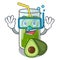 Diving avocado smoothie on wooden cartoon table