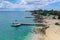 Diving Boat docks near the beach