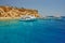 Diving Boats near Tiran Island , north of Sharm El Sheikh, Sinai Peninsula, Red Sea, Egypt.