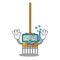 Diving cartoon rake leaves with wooden stick