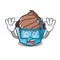 Diving chocolate cupcake character cartoon