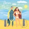 Diving couple vector illustration in flat style