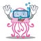 Diving cute jellyfish character cartoon