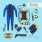 Diving equipment icons