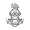 Diving Helmet and Ship Anchor Engraving Tattoo