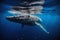 Diving with humpback whales created with generative AI technology