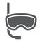 Diving mask glyph icon, diving and underwater